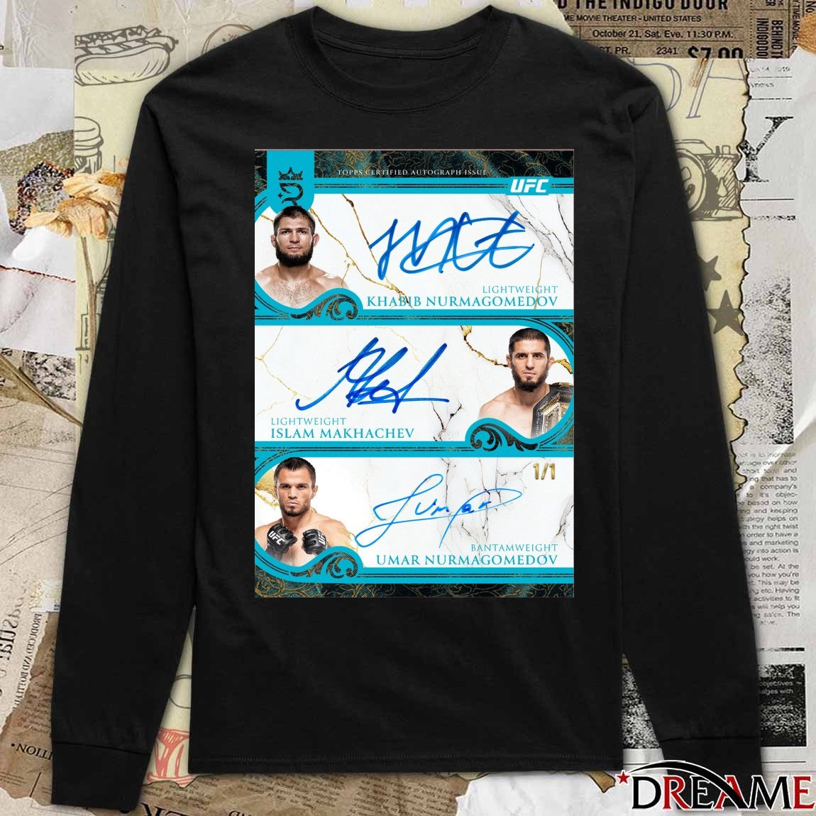 Topps UFC Khabib Nurmagomedov, Islam Makhachev and Umar Nurmagomedov Signatures t-shirt