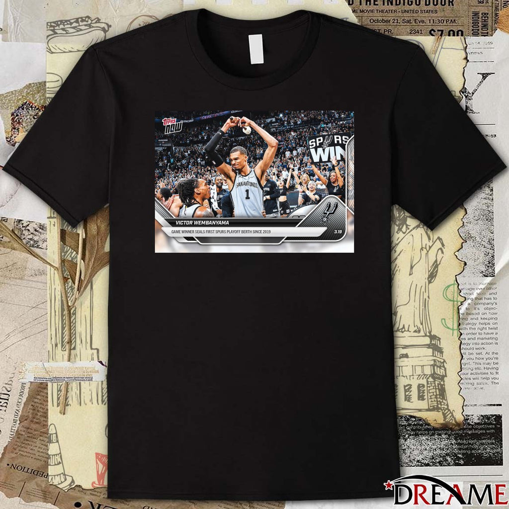 Topps Victor Wembanyama Game Winner Seals First Spurs Playoff Berth Since 2019 t-shirt