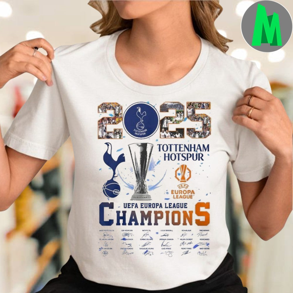 Tottenham Hotspur 2025 UEFA Europa League Champions T-Shirt Soccer Fan Apparel Team Merch