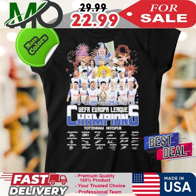 Tottenham Hotspur FC 2025 UEFA Europa League Champions Signature Fan T-Shirt