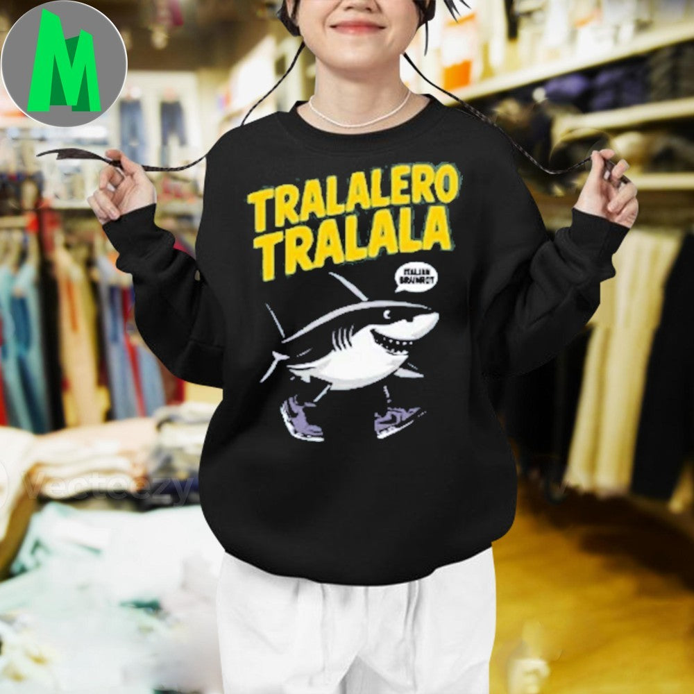 Tralalero Tralala Italian Drummer Boy Walking Shark T-Shirt