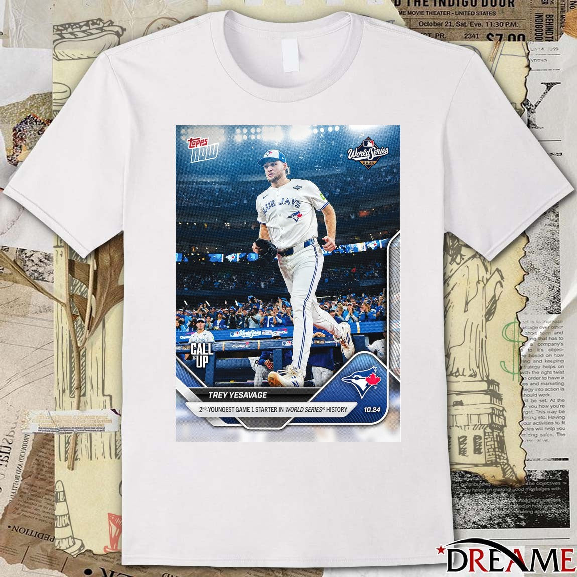 Trey Yesavage Toronto Blue Jays 2025 MLB Topps 2nd Youngest Game 1 Starter In World Series History t-shirt