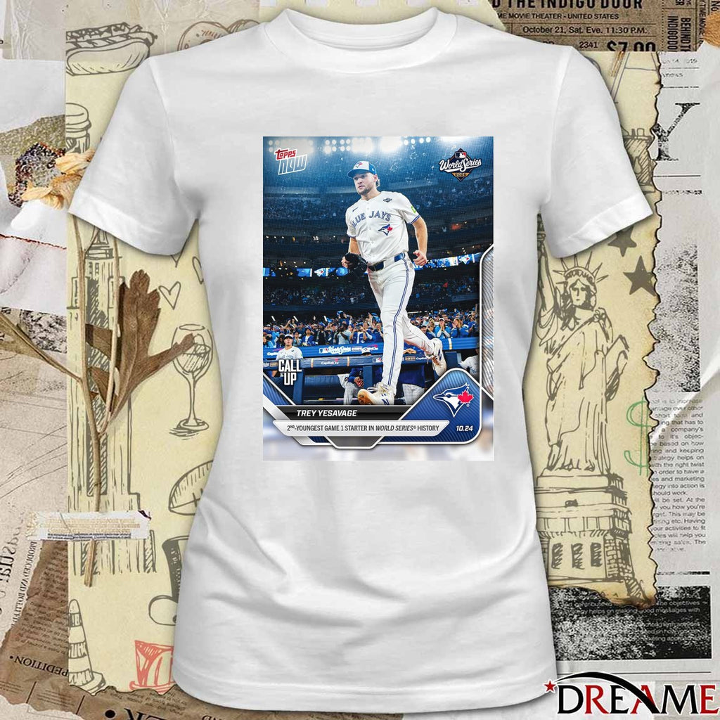 Trey Yesavage Toronto Blue Jays 2025 MLB Topps 2nd Youngest Game 1 Starter In World Series History t-shirt