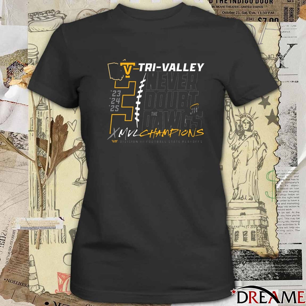 Tri-Valley Football MVL Champions 2025 Division III Football State Playoffs t-shirt