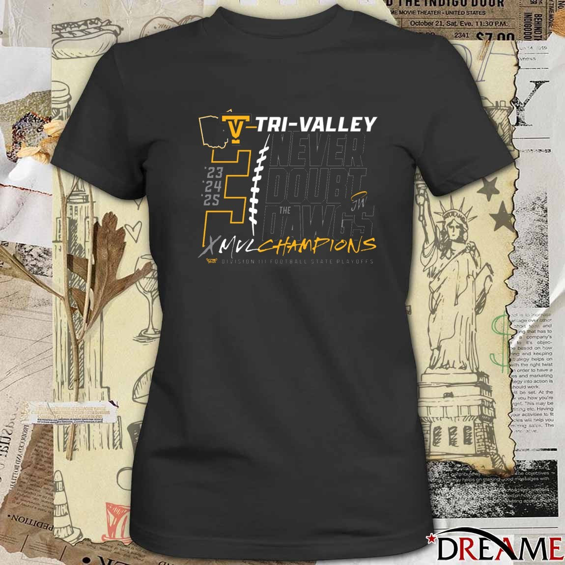 Tri-Valley Football MVL Champions 2025 Division III Football State Playoffs t-shirt