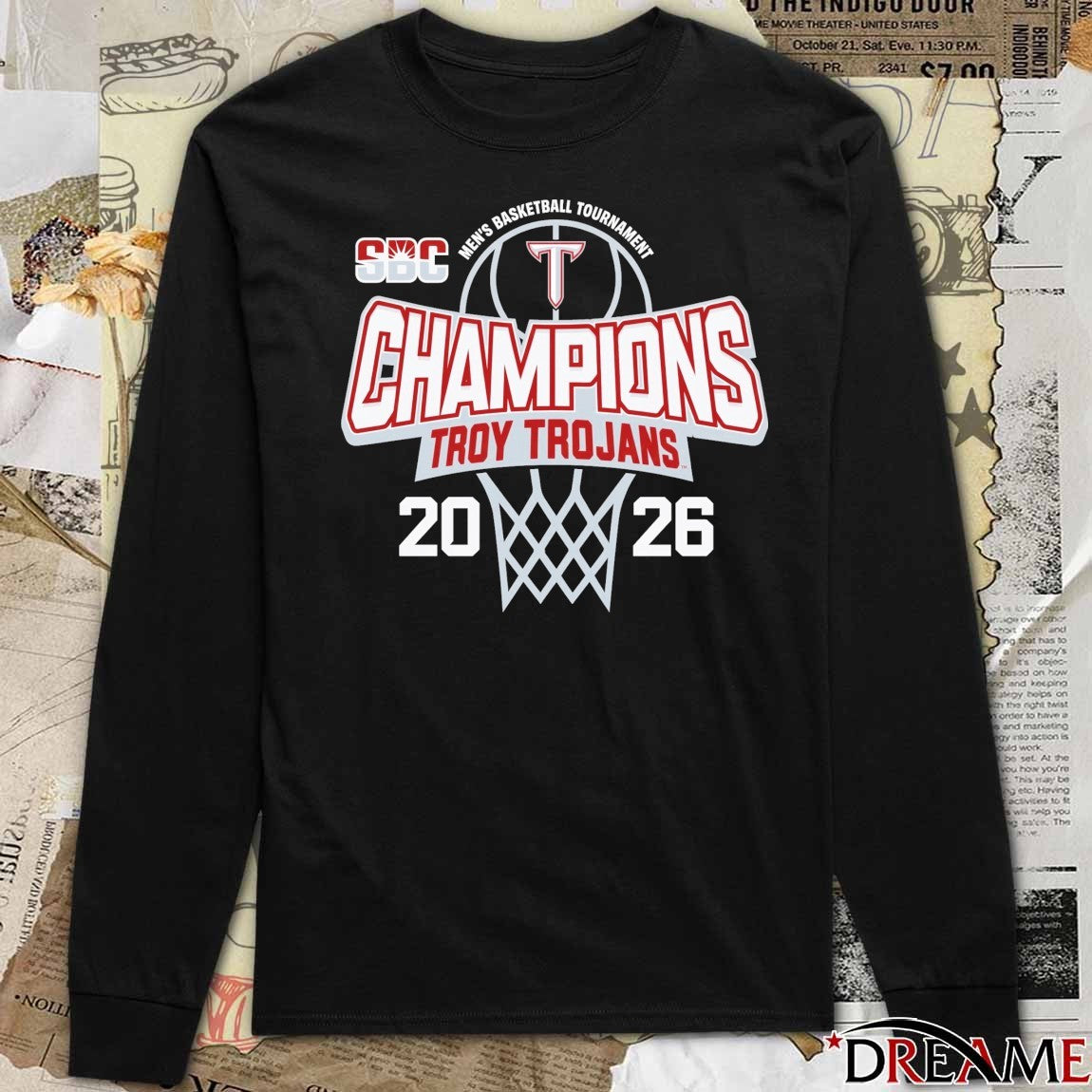Troy University Trojans 2026 Sun Belt Men’s Basketball Tournament Champions t-shirt