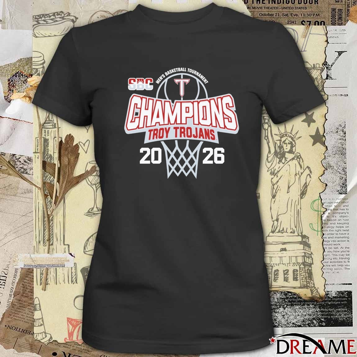 Troy University Trojans 2026 Sun Belt Men’s Basketball Tournament Champions t-shirt