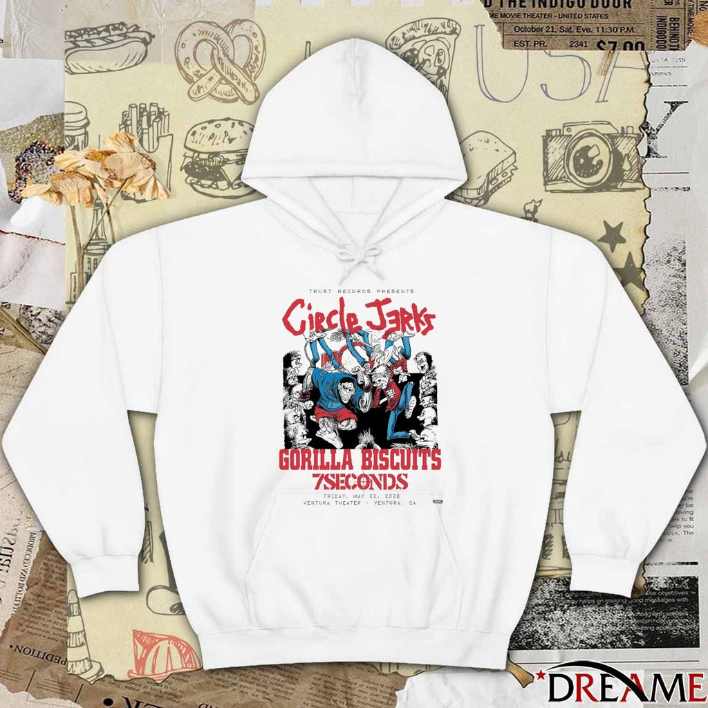 Trust Records Presents Circle Jerks Gorilla Biscuits 7Seconds May 22 2026 Ventura CA Poster t-shirt