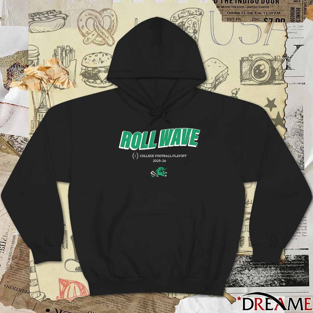 Tulane Green Wave Football 2025-26 CFP Team Slogan Roll Wave t-shirt