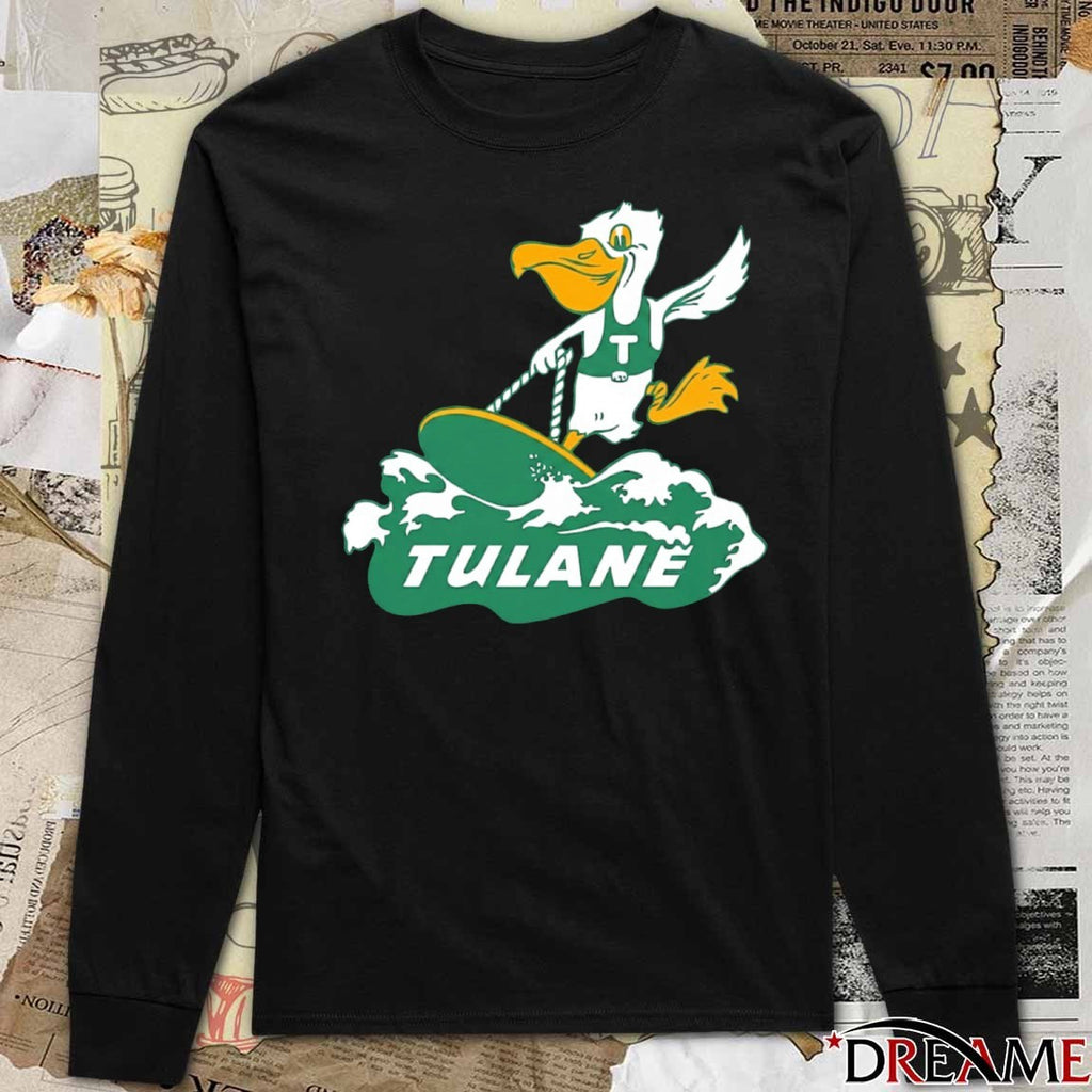 Tulane Green Wave Mascot Surfboard logo t-shirt