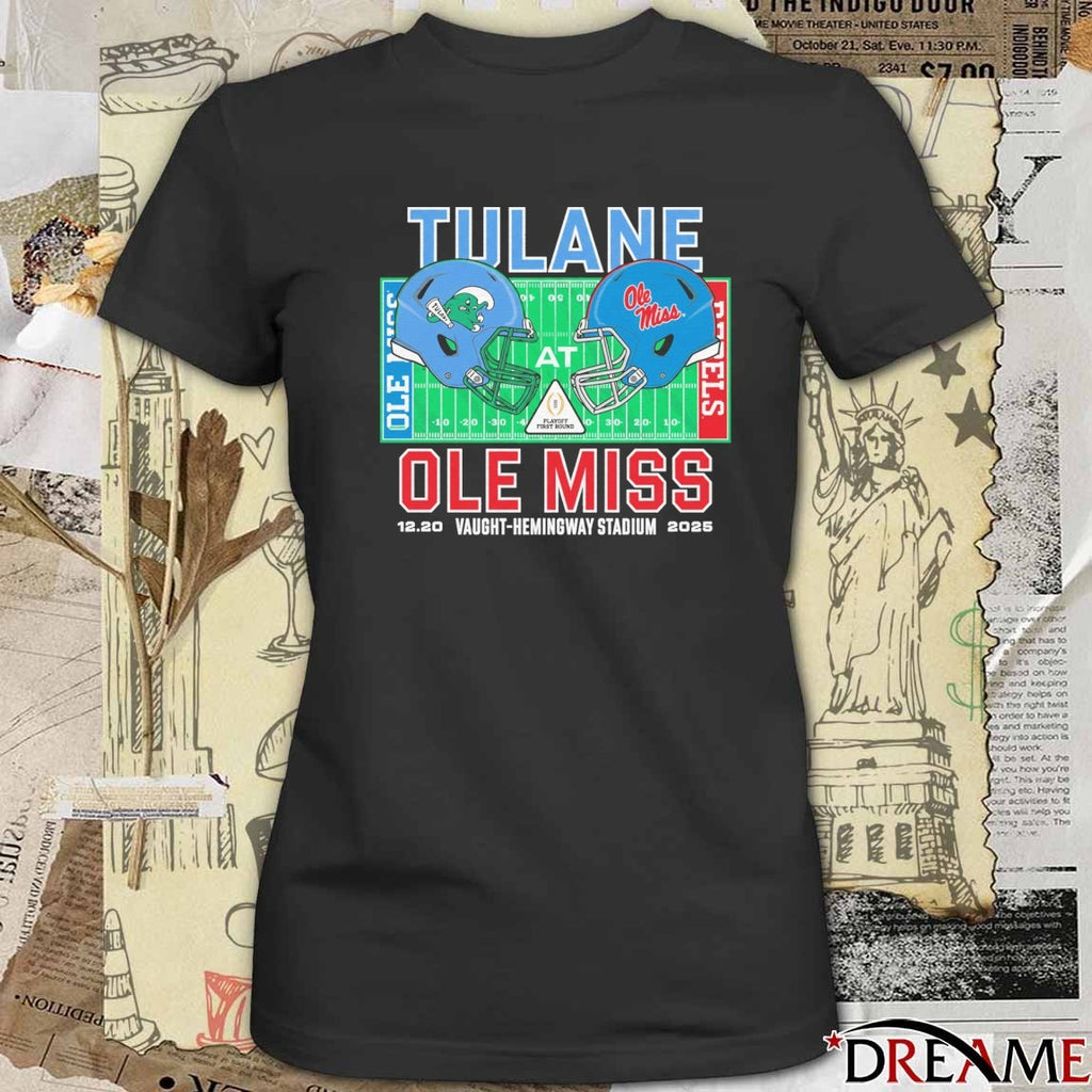 Tulane vs. Ole Miss 2025 College Football Playoff 12.20 Vaught-Hemingway Stadium t-shirt