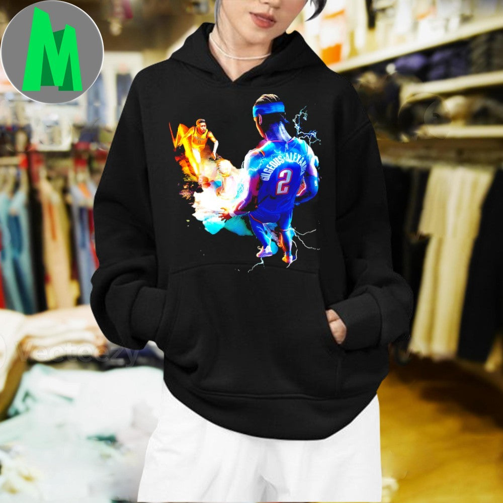 Tyrese Haliburton Shai Gilgeous-Alexander NBA Basketball Finals Clash Lightning Graphic T-Shirt
