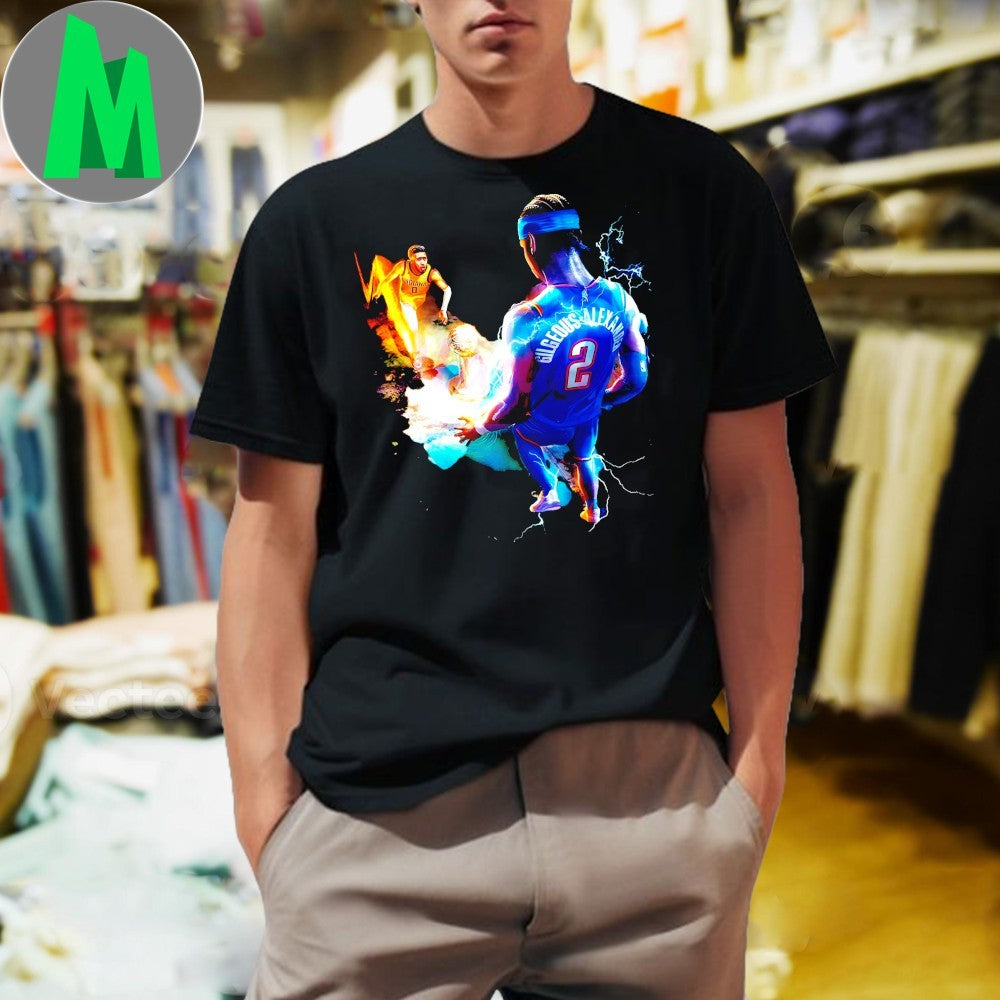 Tyrese Haliburton Shai Gilgeous-Alexander NBA Basketball Finals Clash Lightning Graphic T-Shirt