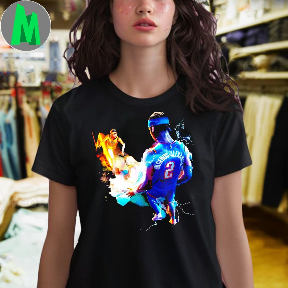 Tyrese Haliburton Shai Gilgeous-Alexander NBA Basketball Finals Clash Lightning Graphic T-Shirt