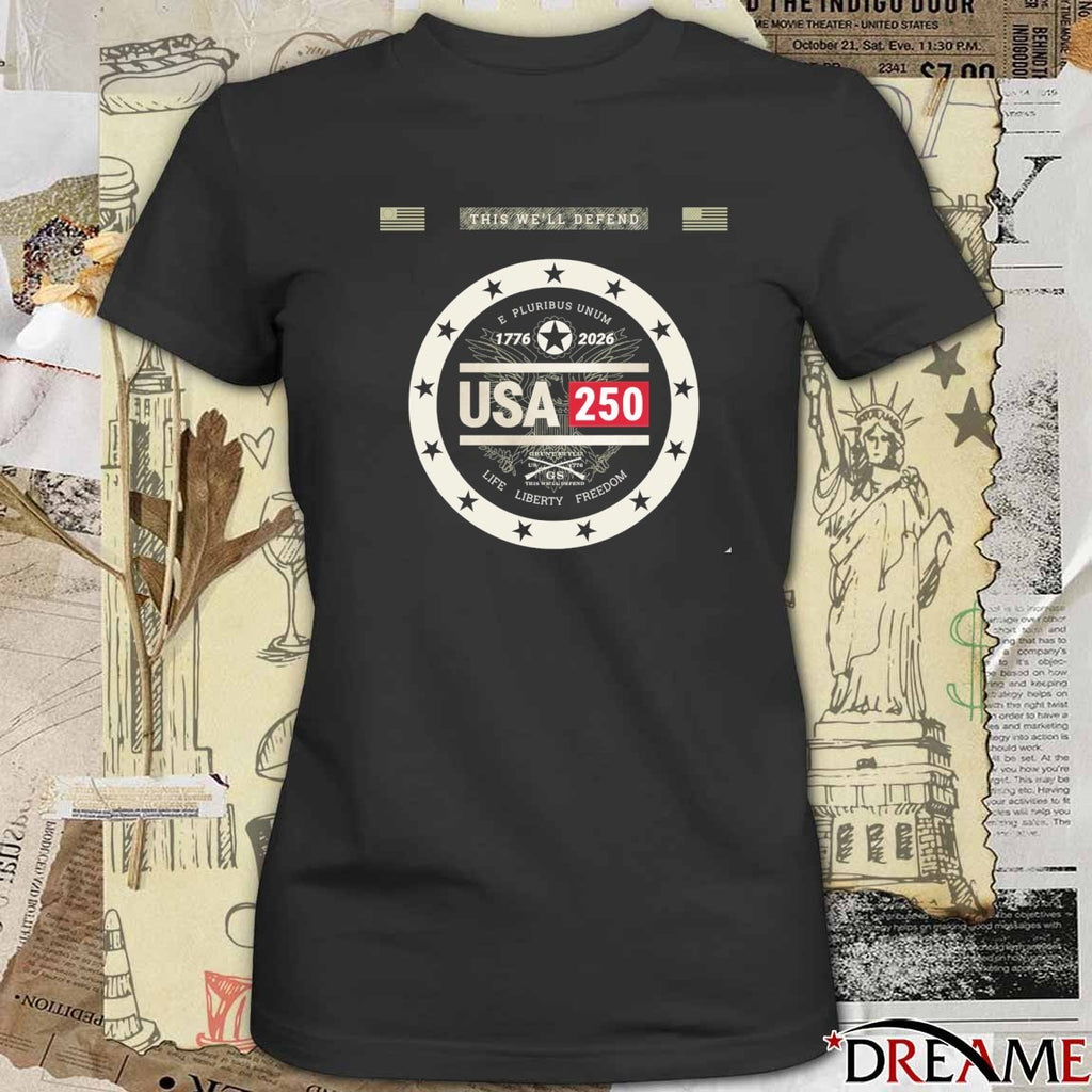U.S. Army’s 250th Anniversary 1776-2026 E Pluribus Unum Life, Liberty, Freedom Logo t-shirt