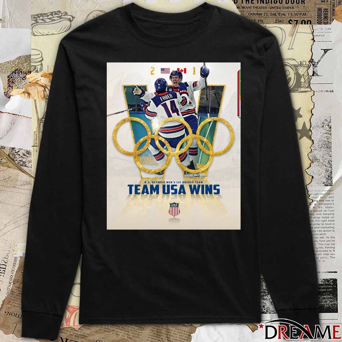 U.S. Olympic Men’s Ice Hockey Team Team USA Wins Canada Final 2-1 Poster t-shirt