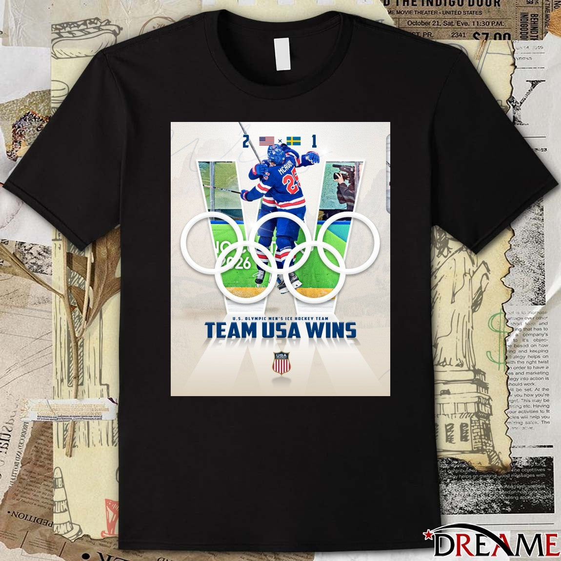 U.S. Olympic Men’s Ice Hockey Team Team Usa Wins Sweden 2-1 t-shirt