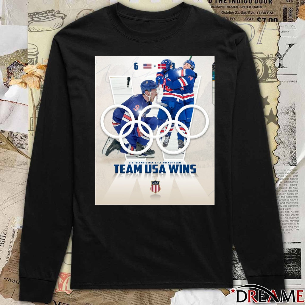 U.s. Olympic Men’s Ice Hockey Team Team Usa Wins Denmark 6-3 t-shirt