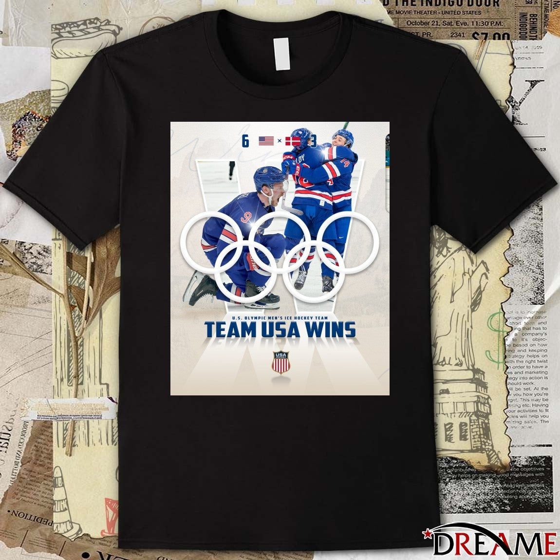 U.s. Olympic Men’s Ice Hockey Team Team Usa Wins Denmark 6-3 t-shirt