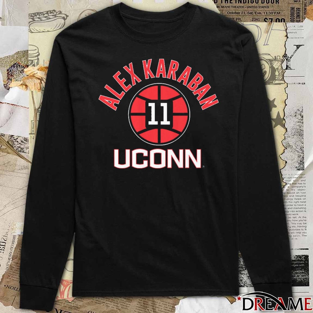 UConn Huskies Basketball Alex Karaban Name Number Ball 11 t-shirt