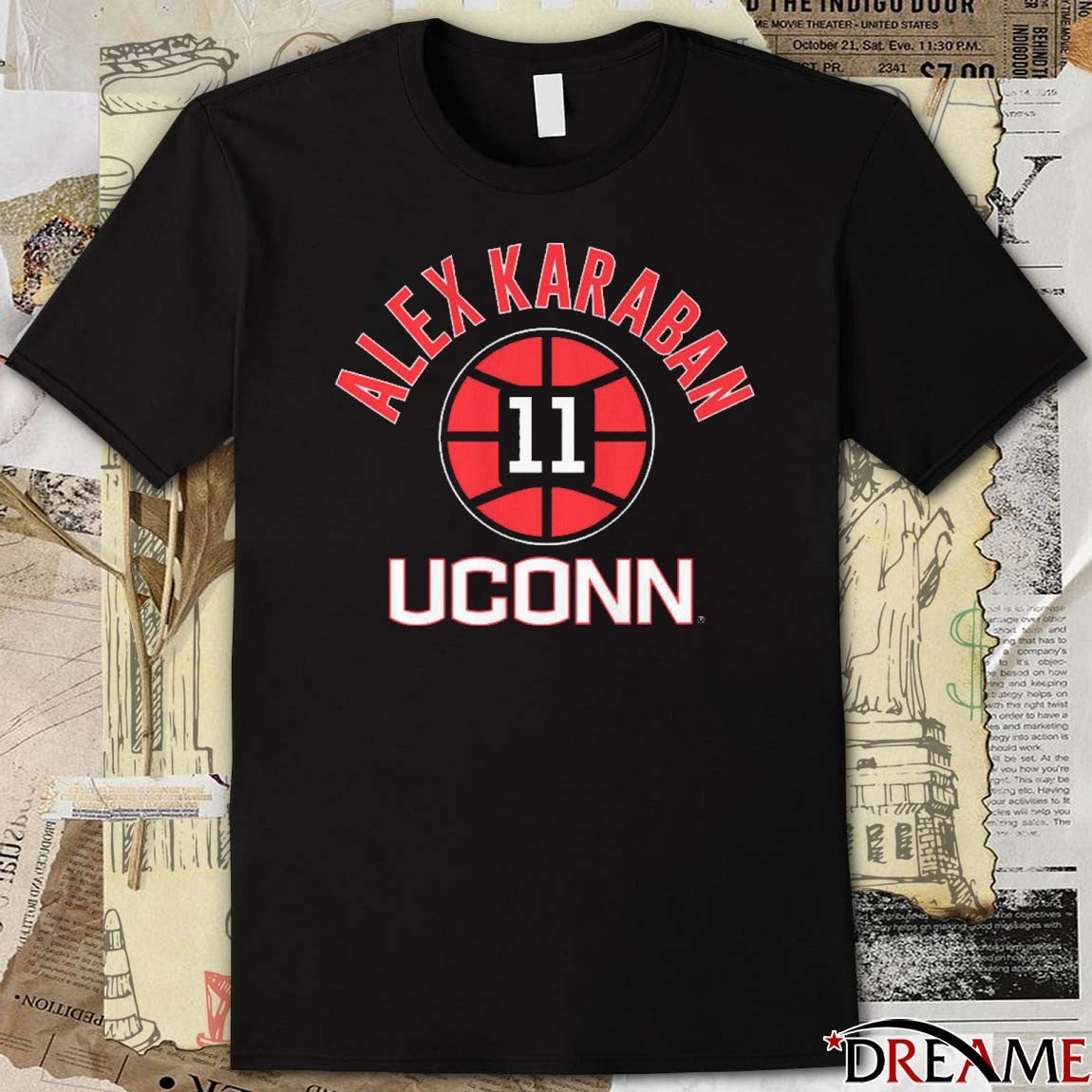 UConn Huskies Basketball Alex Karaban Name Number Ball 11 t-shirt