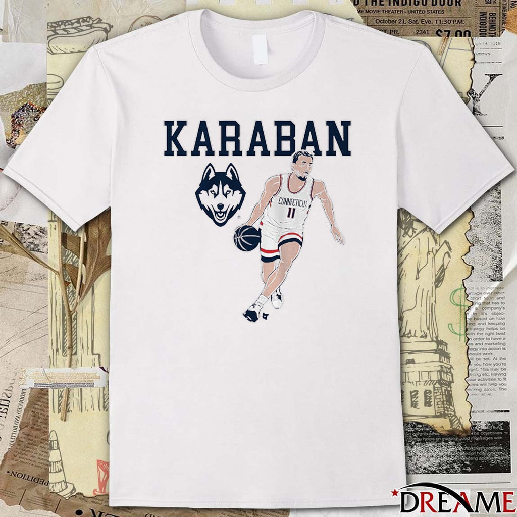 UConn Huskies Basketball Alex Karaban Name Pose NCAA t-shirt