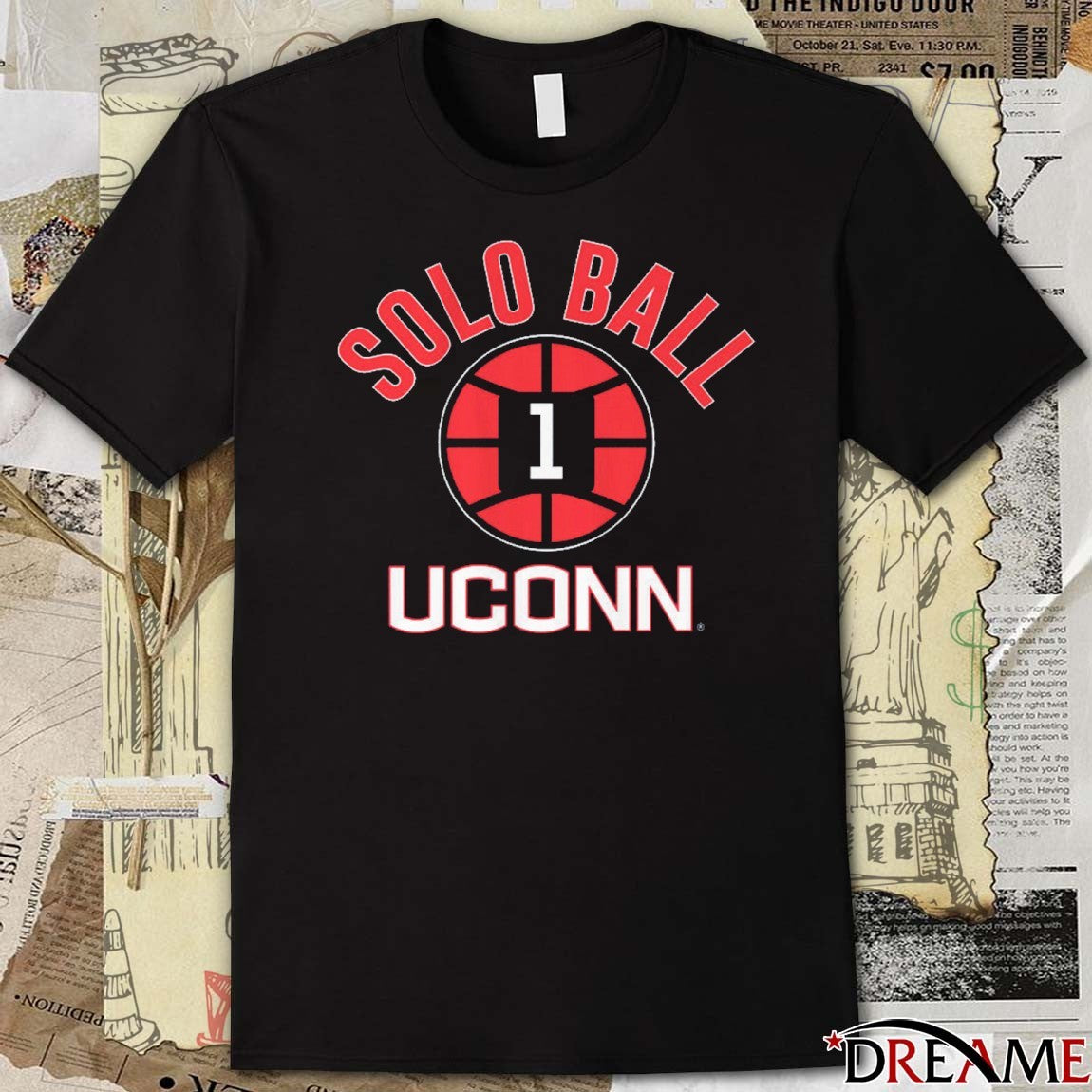 UConn Huskies Basketball Solo Ball Name Number Ball 1 t-shirt