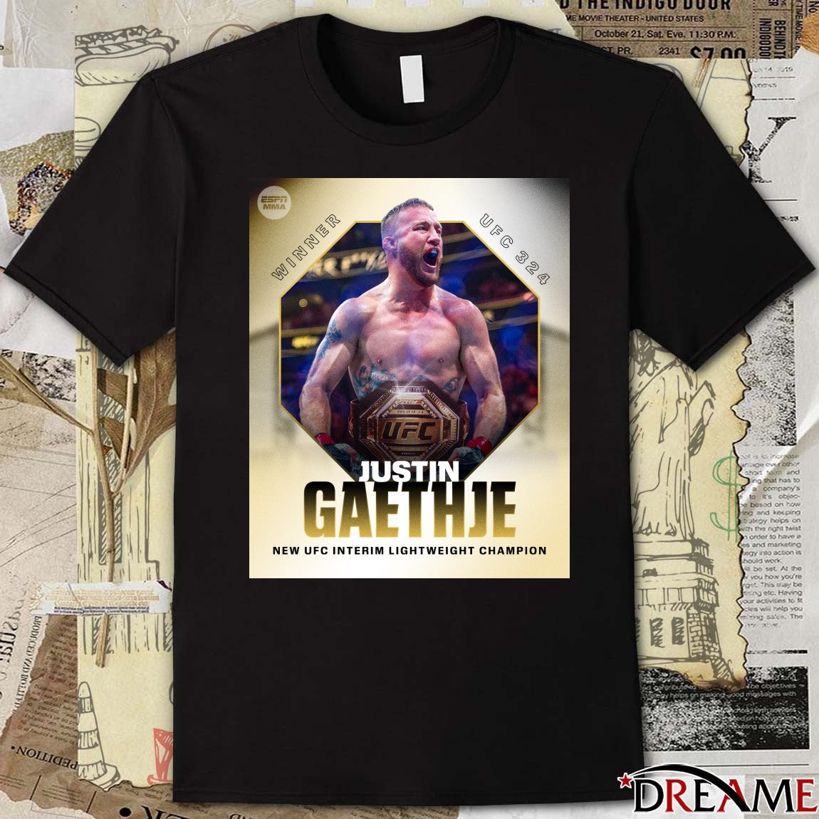 UFC 324 Winner Justin Gaethje New UFC Interim Lightweight Champion Poster t-shirt