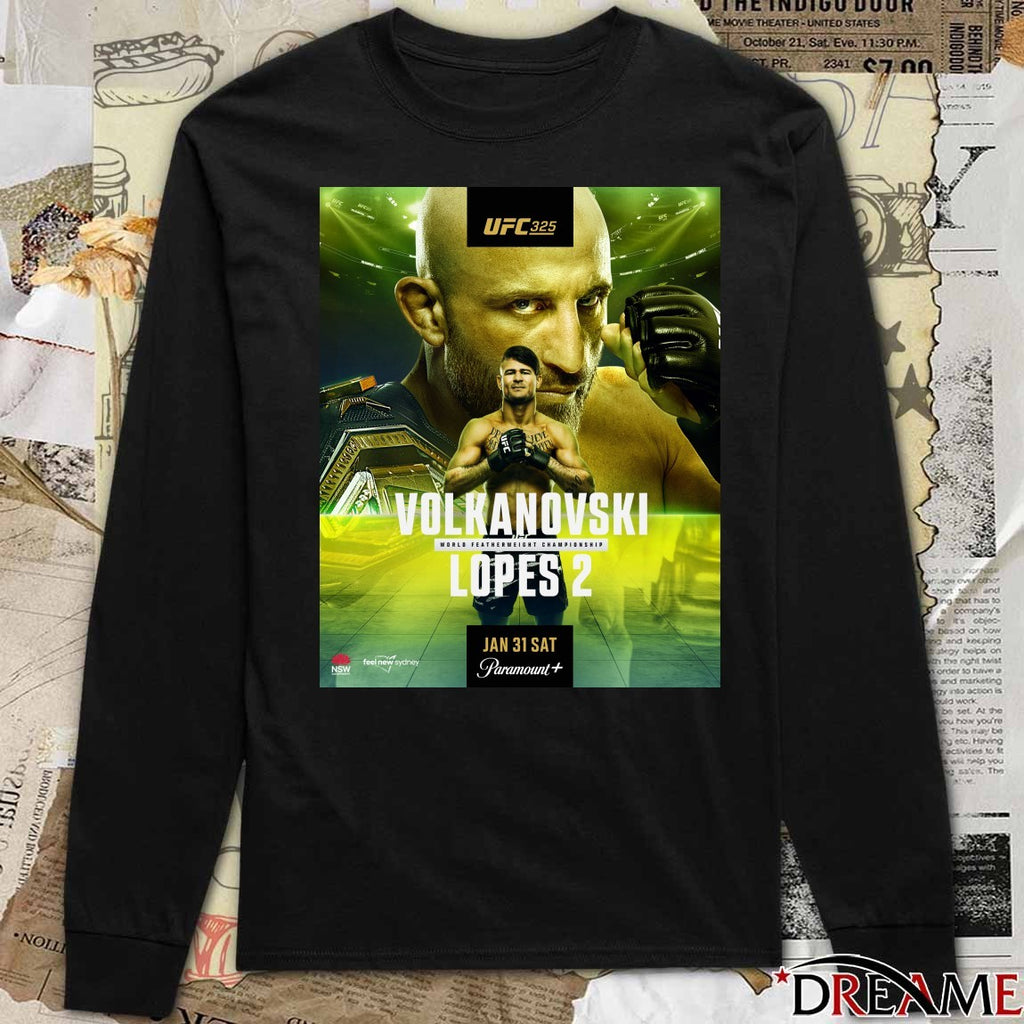 UFC 325 Volkanovski World Featherweight Championship Lopes 2 Mocom Jan 31 Sat 2025 Poster t-shirt