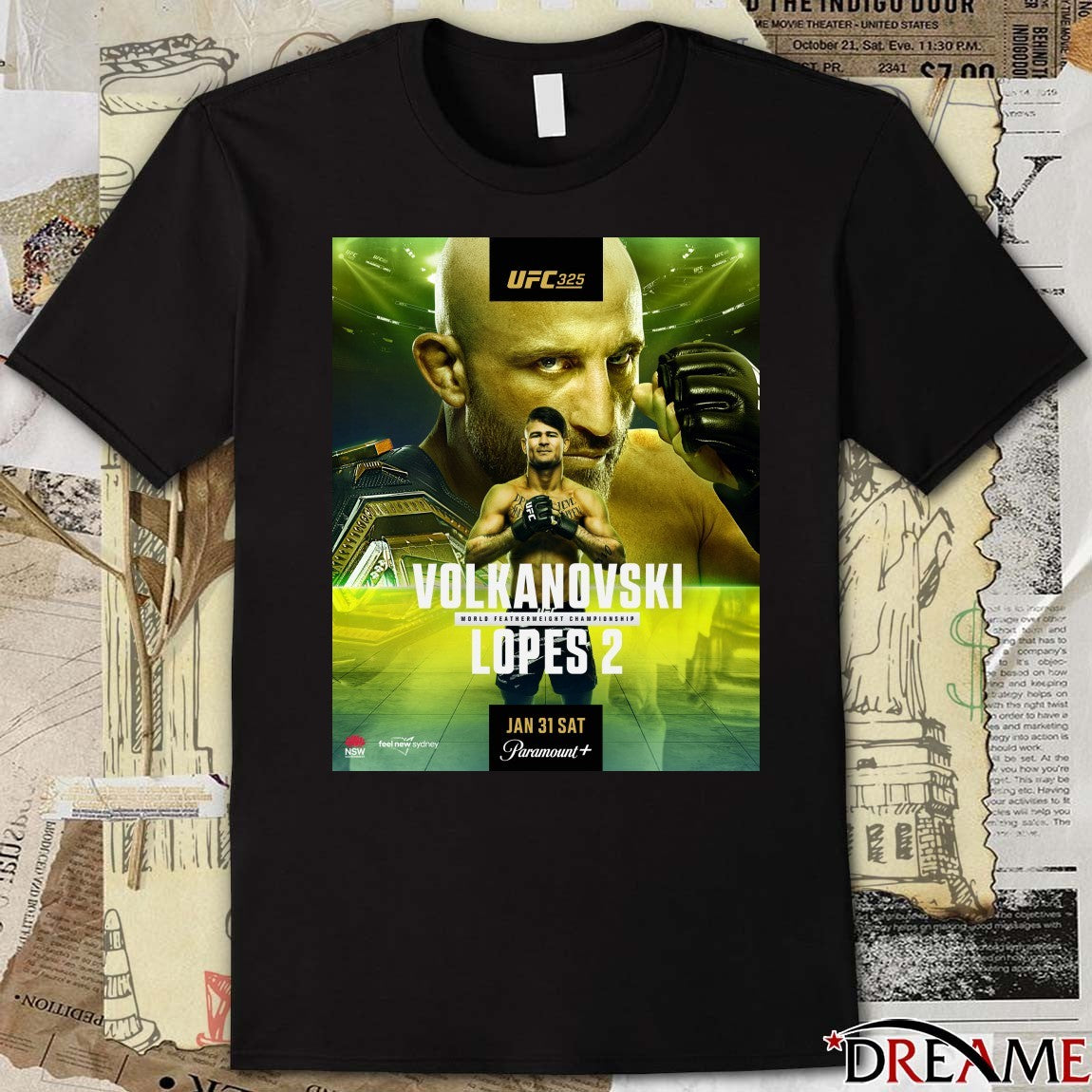 UFC 325 Volkanovski World Featherweight Championship Lopes 2 Mocom Jan 31 Sat 2025 Poster t-shirt