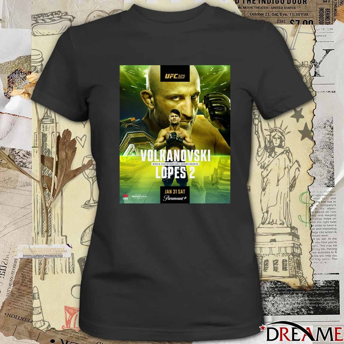 UFC 325 Volkanovski World Featherweight Championship Lopes 2 Mocom Jan 31 Sat 2025 Poster t-shirt