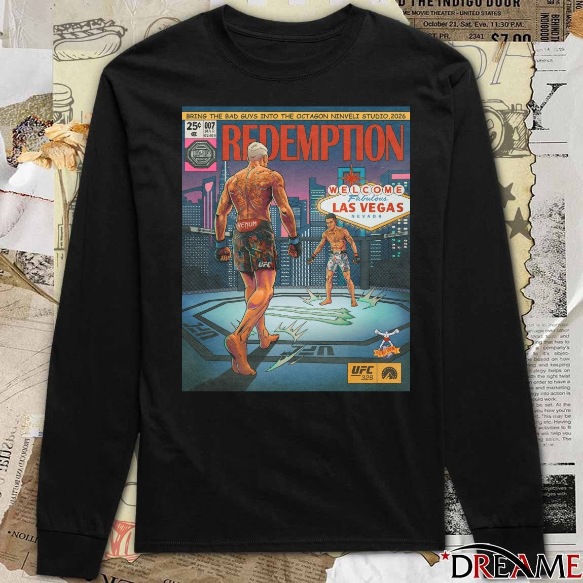 UFC 326 Redemption Welcome Fabulous Las Vegas Nevada Bring The Bad Guys Into The Octagon Vinveli Studio 2026 Poster t-shirt