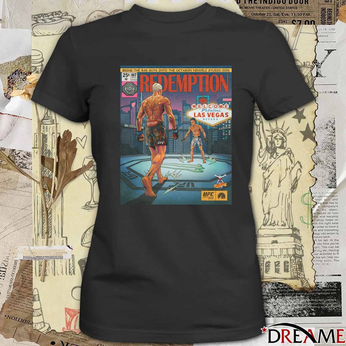 UFC 326 Redemption Welcome Fabulous Las Vegas Nevada Bring The Bad Guys Into The Octagon Vinveli Studio 2026 Poster t-shirt