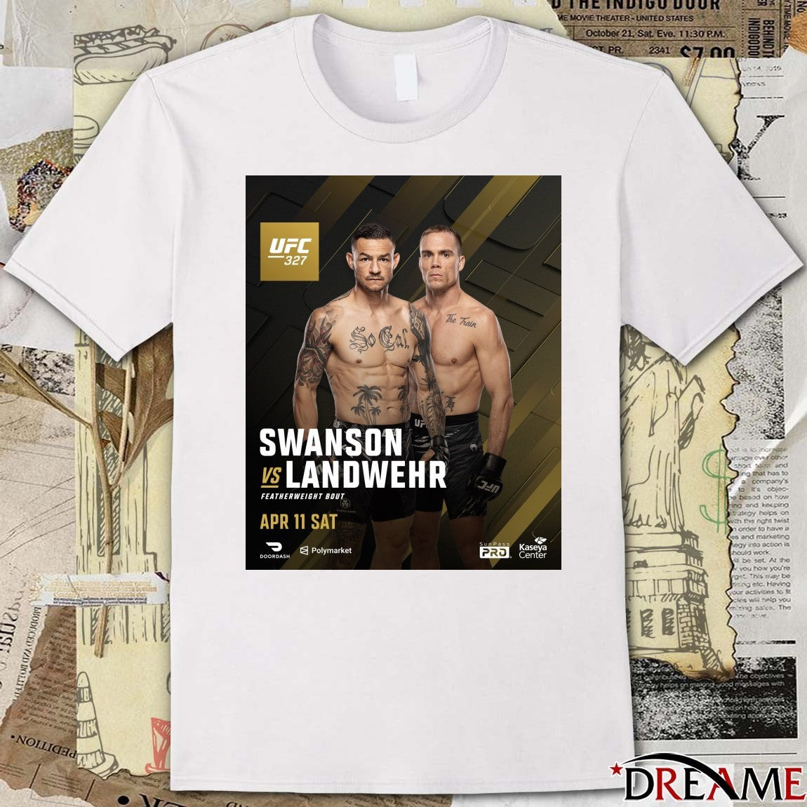 UFC 327 Swanson Vs Landwehr Featherweight Bout April 11, 2026, at the Kaseya Center Poster t-shirt