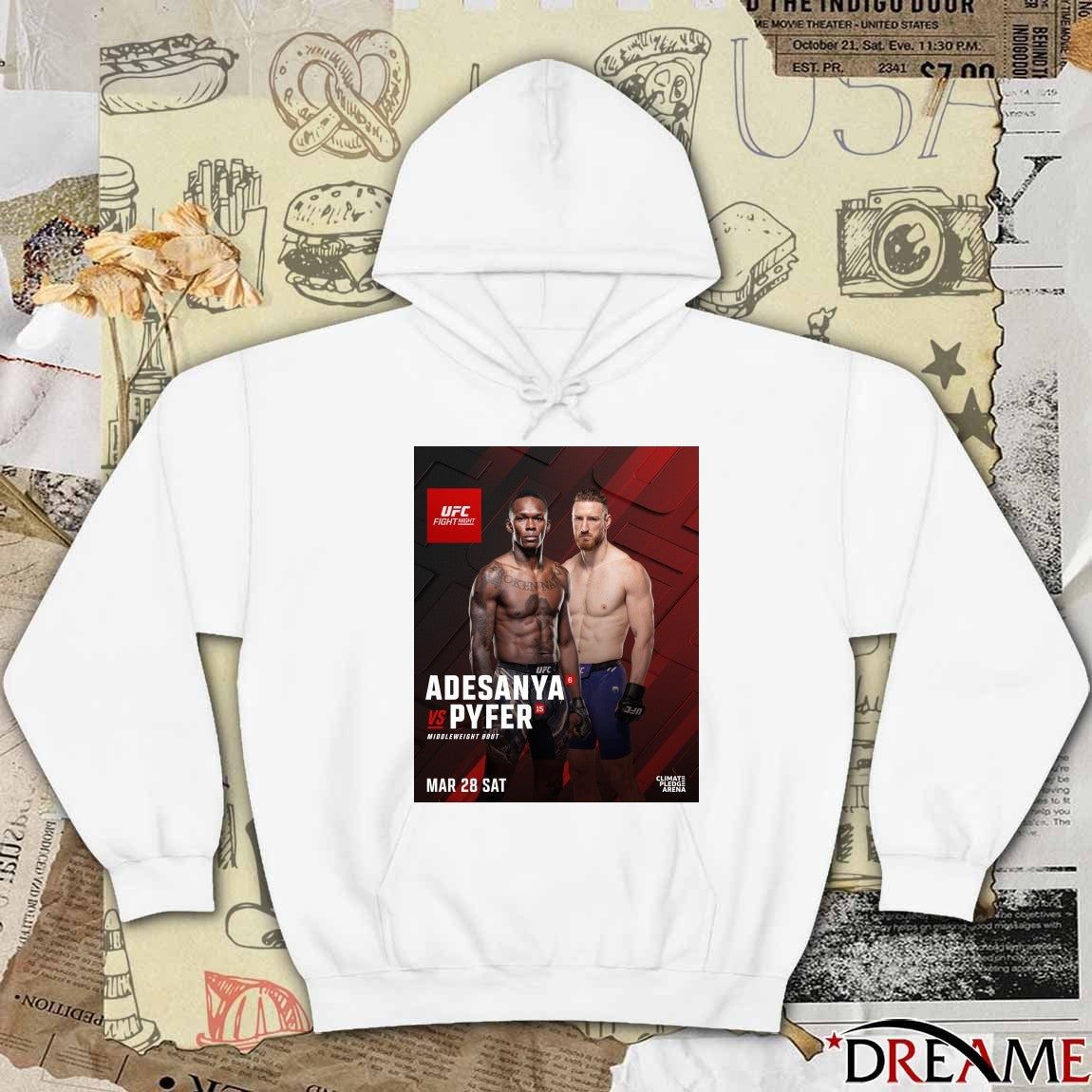 UFC Fight Night Adesanya Vs Pyfer Middleweight Bout March 28 2026 Poster t-shirt