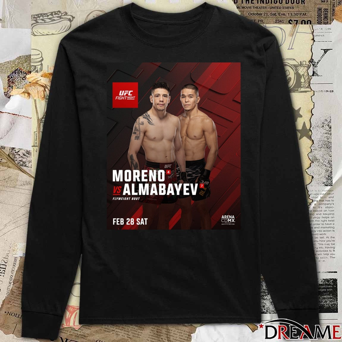 UFC Fight Night Brandon Moreno Vs Asu Almabayev Flyweight Bout February 28, 2026 Poster t-shirt