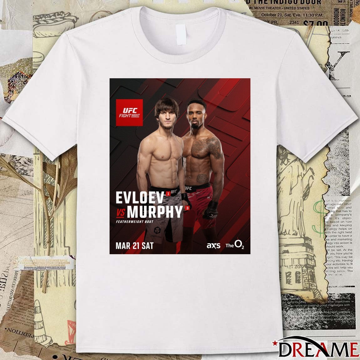 UFC Fight Night Evloev Vs Murphy Featherweight Bout March 21 2026 Poster t-shirt