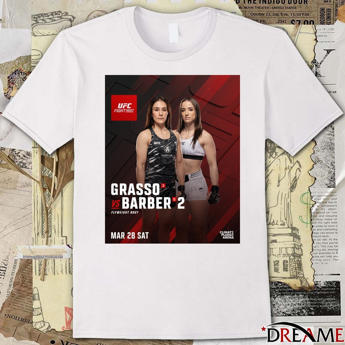 UFC Fight Night Grasso Vs Barber 2 Flyweight Bout March 28 2026 Poster t-shirt