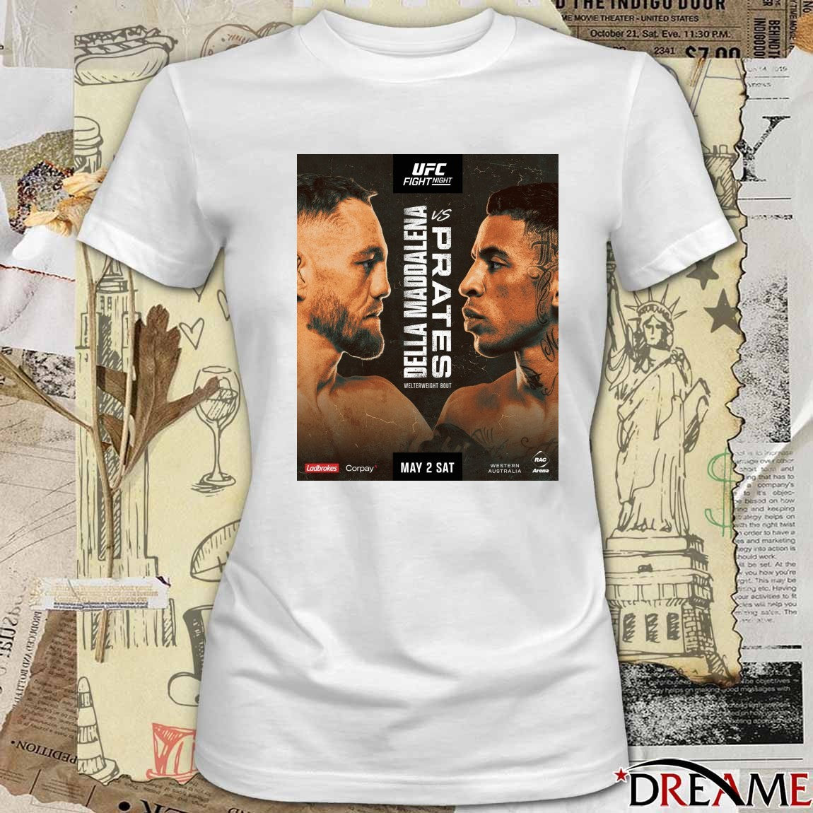 UFC Fight Night Prates Vs Della Maddalena May 2 2026 Western Australia Poster t-shirt