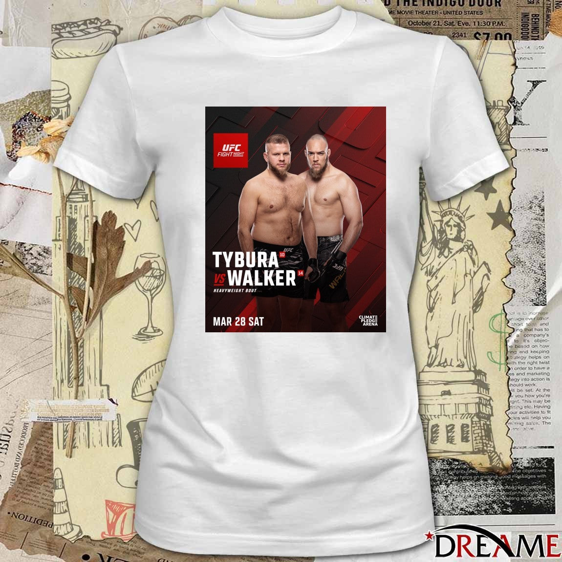 UFC Fight Night Tybura Vs Walker Heavyweight Bout March 28 2026 Poster t-shirt