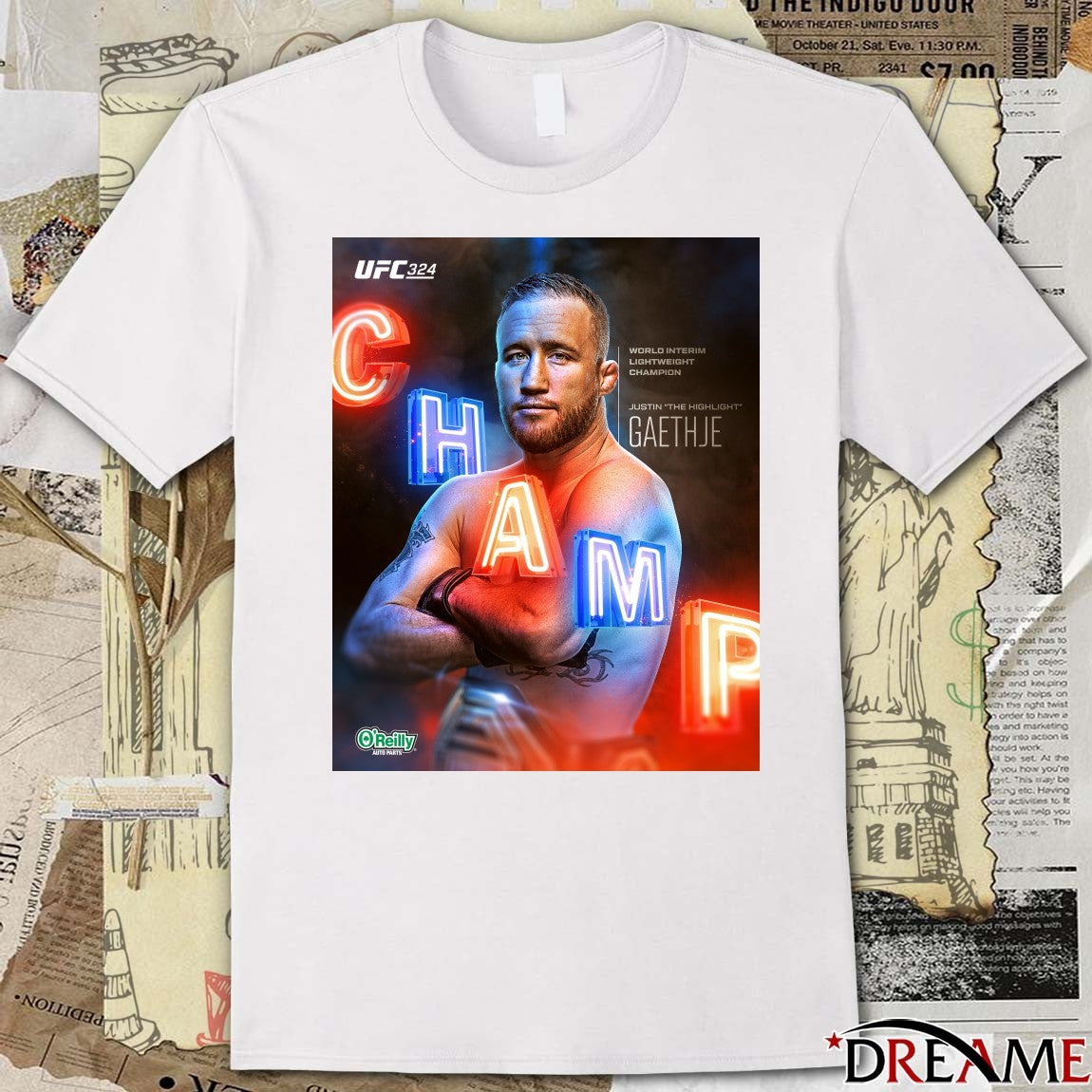 UFC Justin The Highlight Gaethje World Interim Lightweight Champion Poster t-shirt