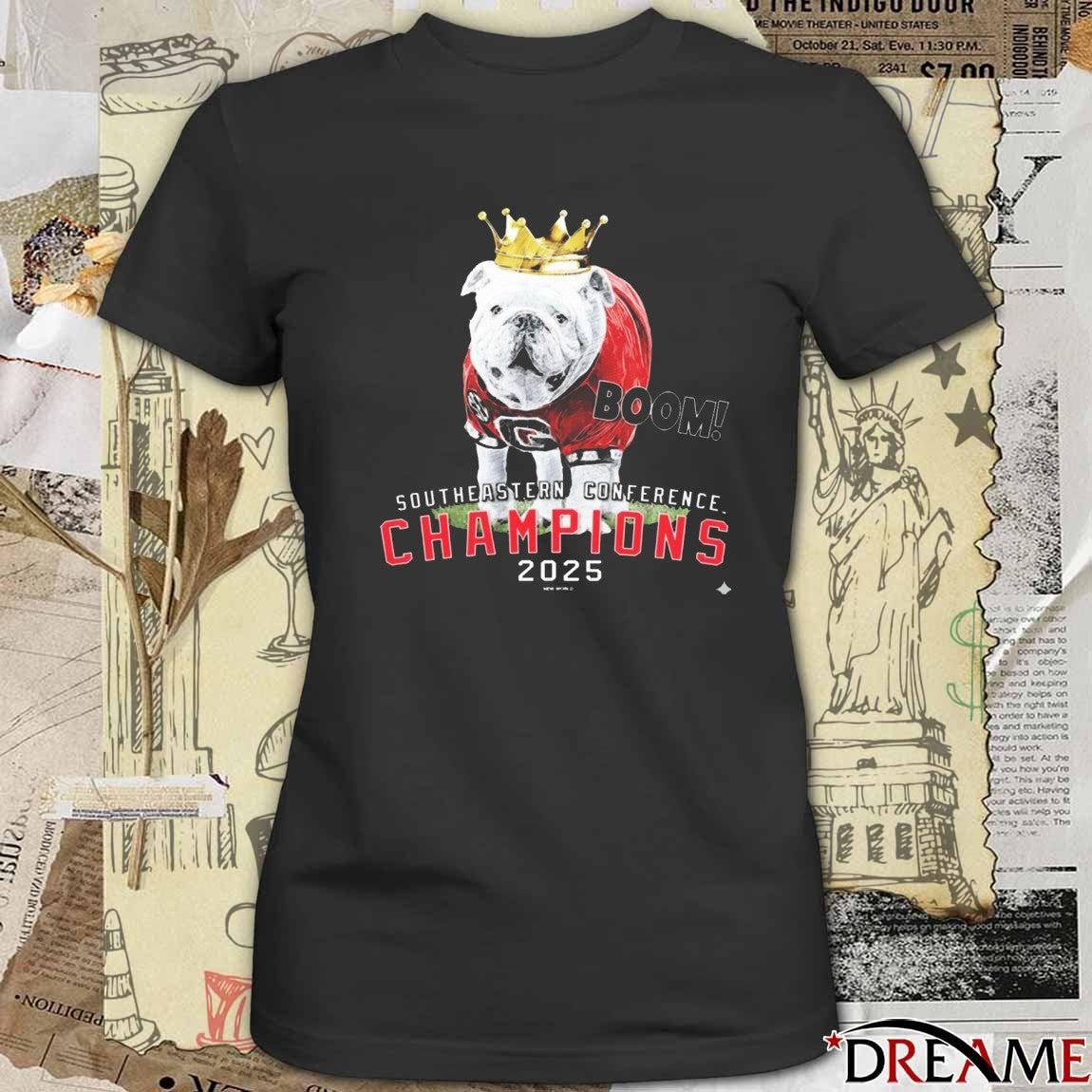 UGA Georgia Bulldogs 2025 Southeastern Conference Champions Boom Mascot Crown t-shirt