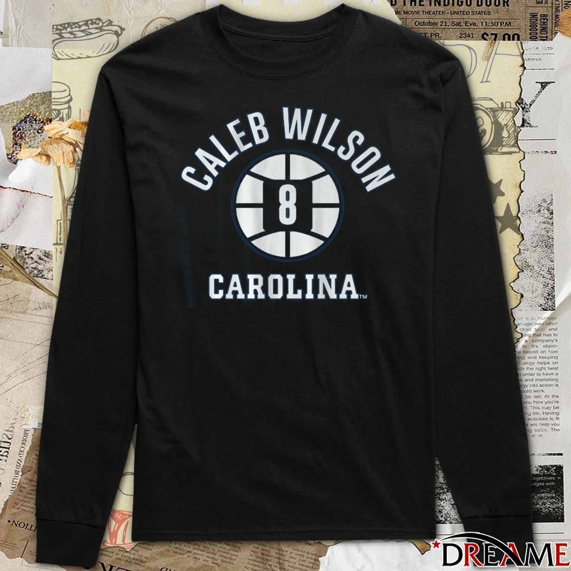 UNC North Carolina Tar Heels Basketball Caleb Wilson Name Number Ball t-shirt