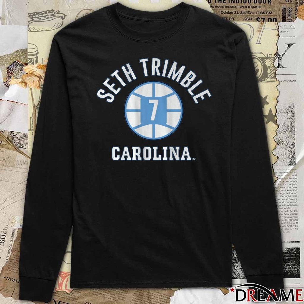 UNC North Carolina Tar Heels Basketball Seth Trimble Name Number Ball t-shirt