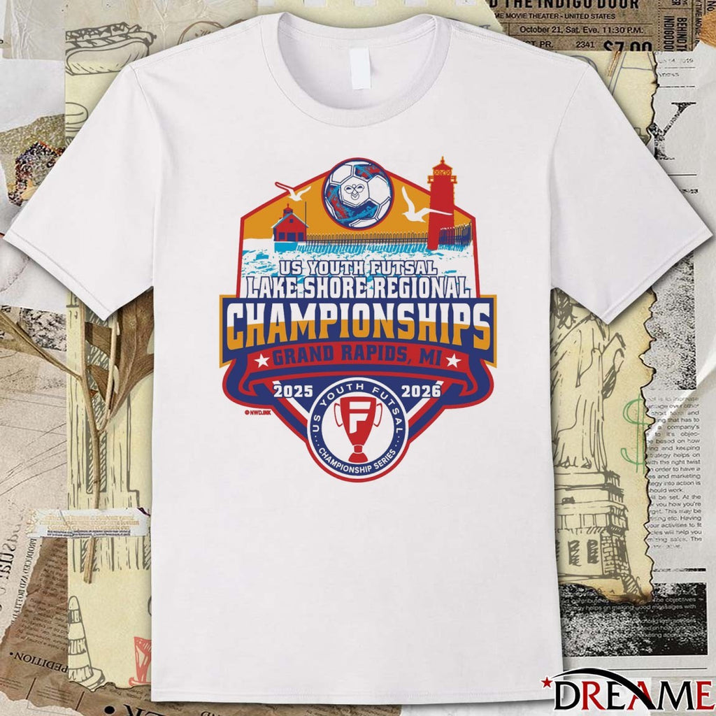 US Youth Futsal Lake Shore Regional Championships Grand Rapids, MI 2025-2026 Logo t-shirt
