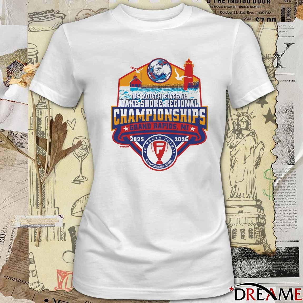 US Youth Futsal Lake Shore Regional Championships Grand Rapids, MI 2025-2026 Logo t-shirt