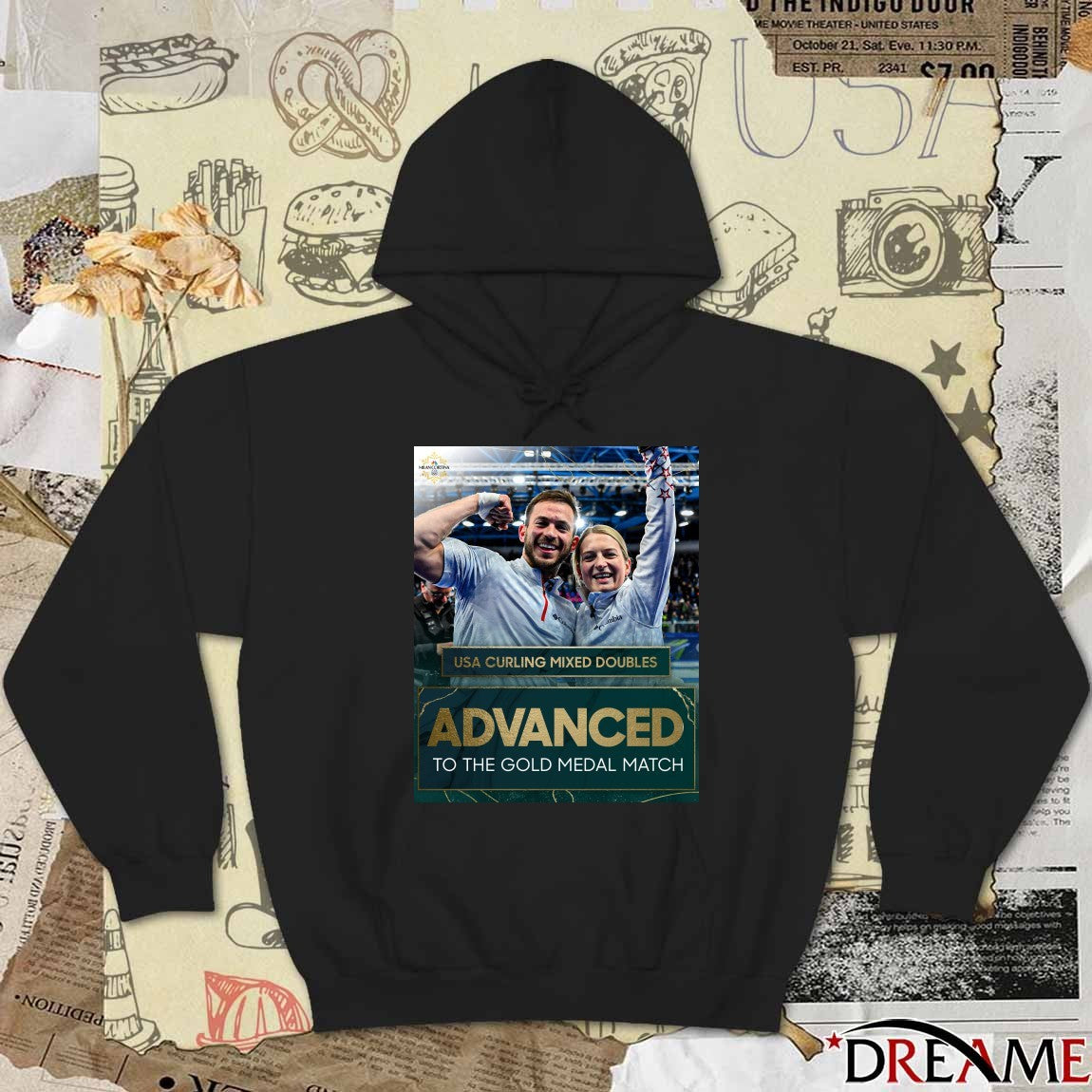 USA Curling Mixed Doubles Advanced To The Gold Medal Match Poster t-shirt