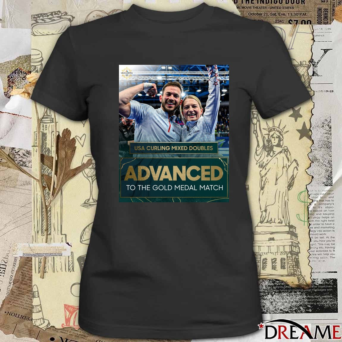 USA Curling Mixed Doubles Advanced To The Gold Medal Match Poster t-shirt