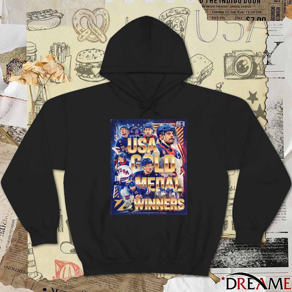 USA Gold Medal Winners 2026 Winter Olympics Men’s Ice Hockey Open ICE Poster t-shirt