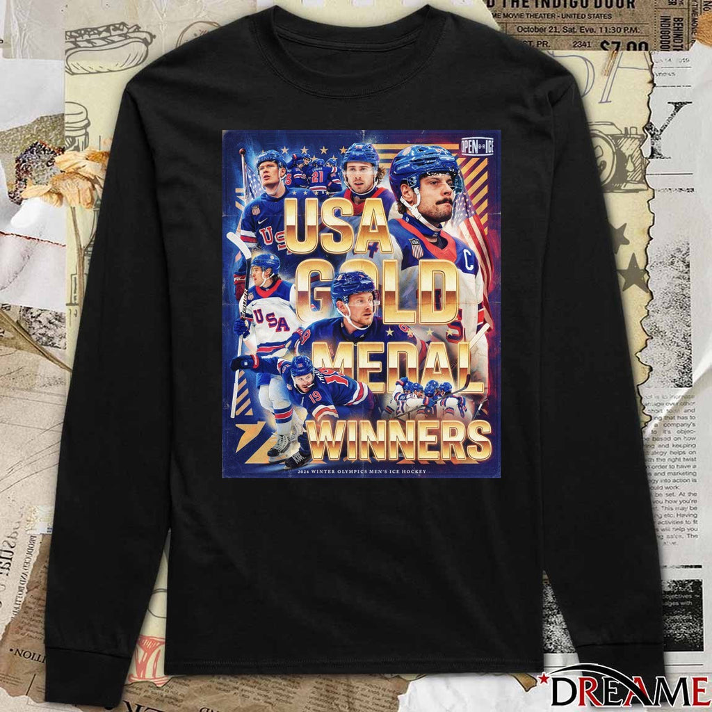 USA Gold Medal Winners 2026 Winter Olympics Men’s Ice Hockey Open ICE Poster t-shirt